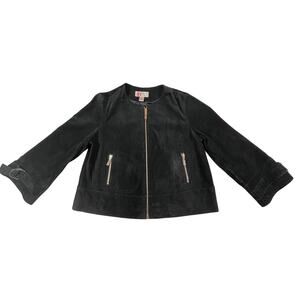 Bernardo Collection Black Suede Leather Full Zip Coat Jacket Women’s Sz M